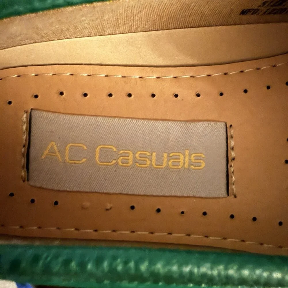 AC Casuals Shoes Green Velvet Loafers Moccasins Men’s Size 9 Shoes New - Picture 5 of 6